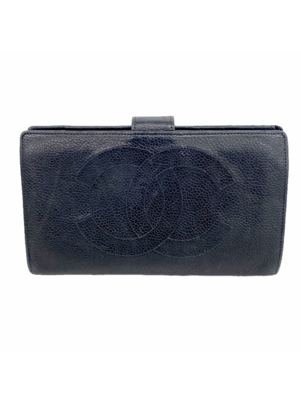 Chanel Wallet Caviar Leather Black Gold